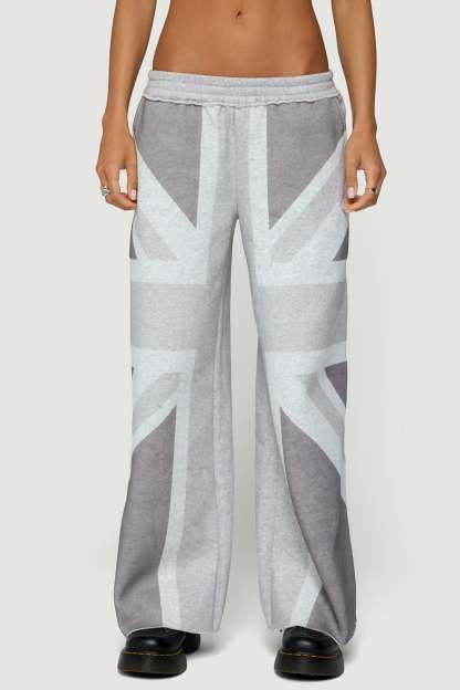 London Rush Wide Leg Sweatpants - GRAY-MELANGE