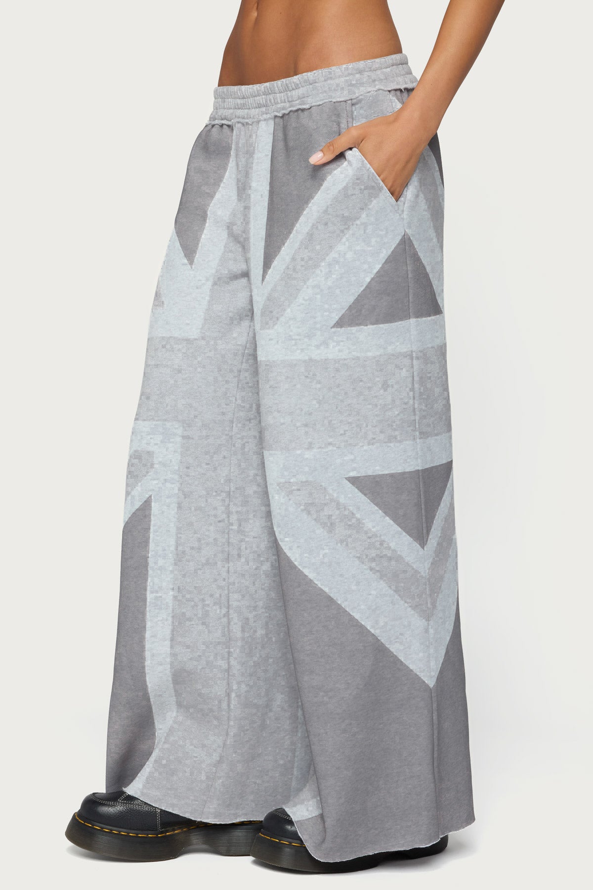 London Rush Wide Leg Sweatpants - GRAY-MELANGE