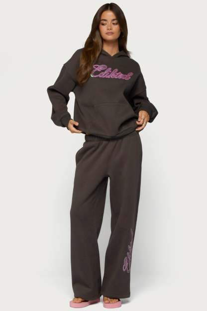 Always Edikted Sequin Sweatpants - DARK-GRAY