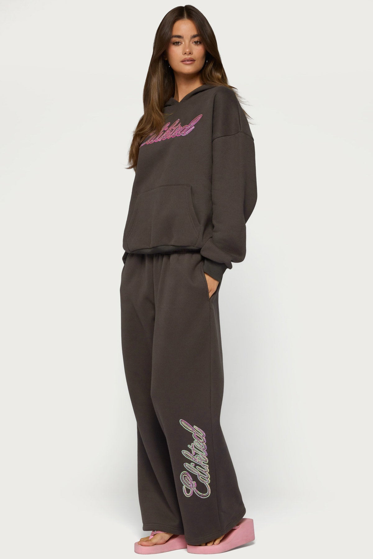 Always Edikted Sequin Sweatpants - DARK-GRAY
