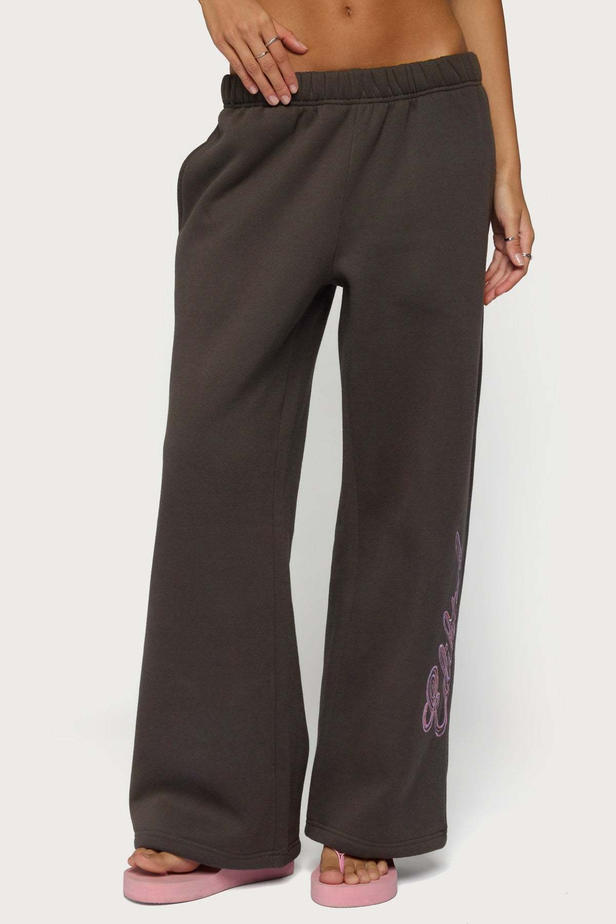 Always Edikted Sequin Sweatpants - DARK-GRAY