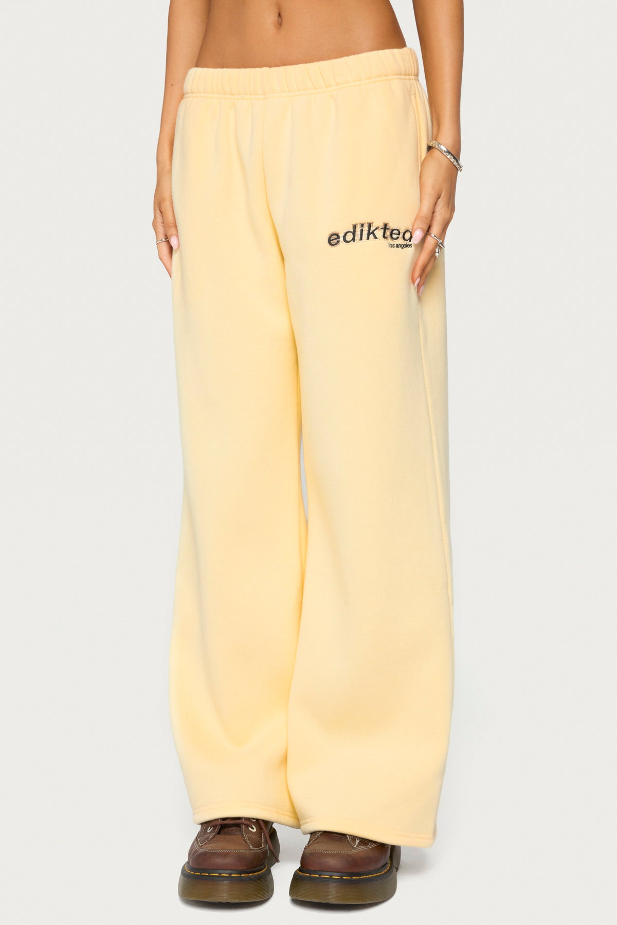 Edikted West Coast Sweatpants - LIGHT-YELLOW