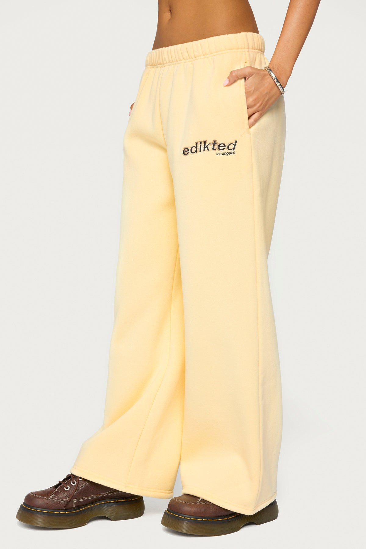 Edikted West Coast Sweatpants - LIGHT-YELLOW