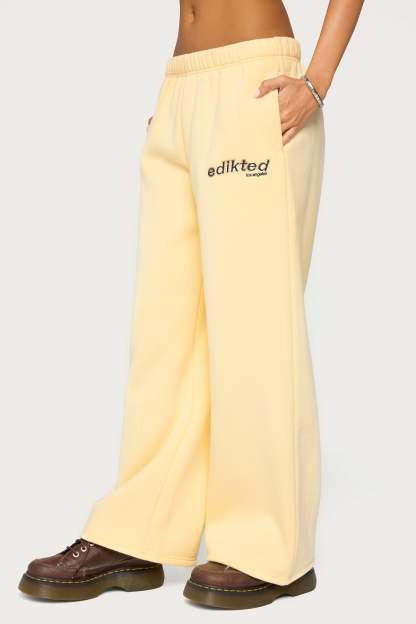 Edikted West Coast Sweatpants - LIGHT-YELLOW