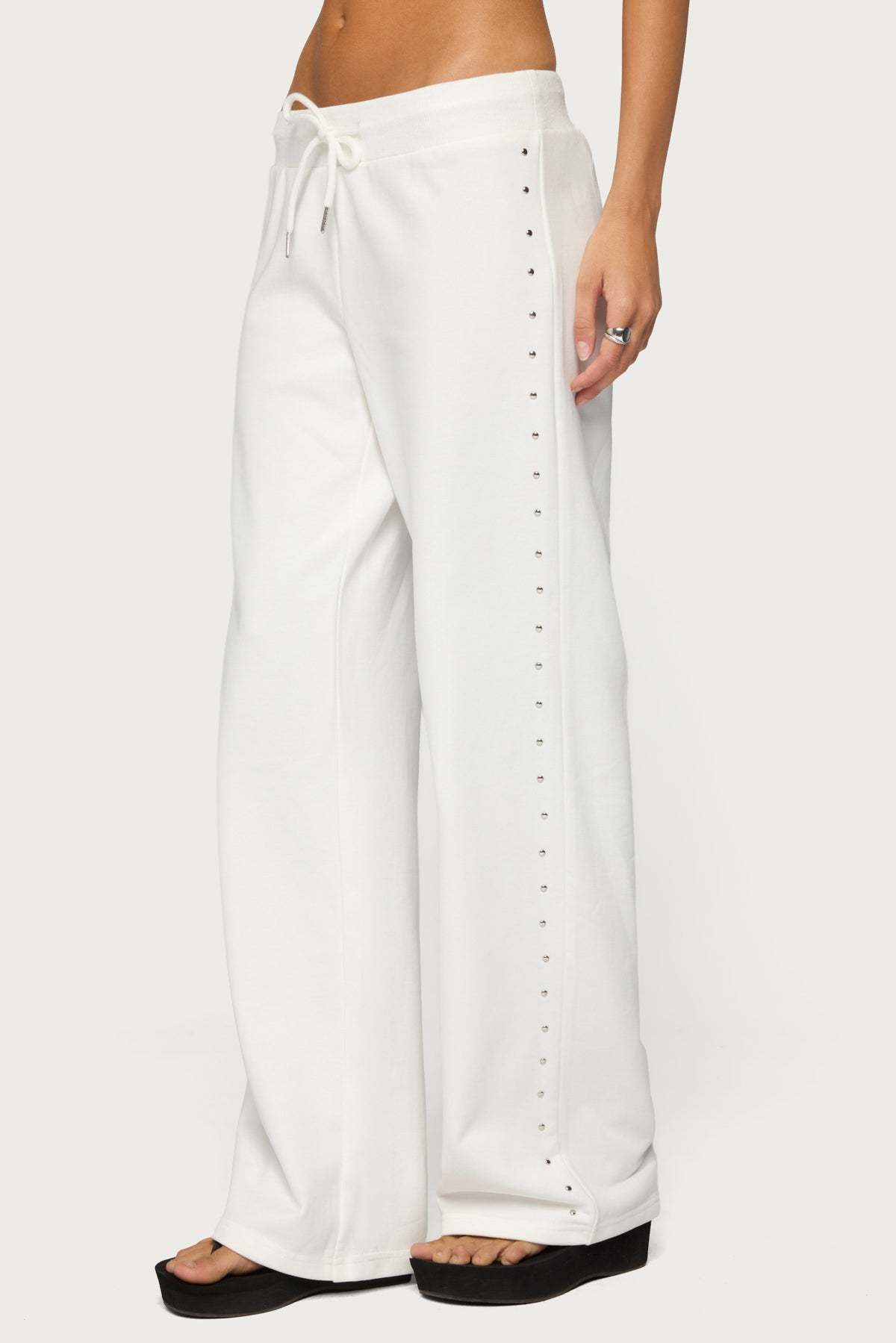 Enid Studded Sweatpants - WHITE