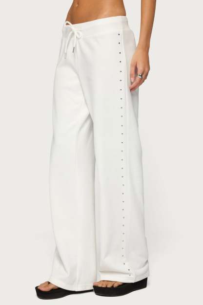 Enid Studded Sweatpants - WHITE