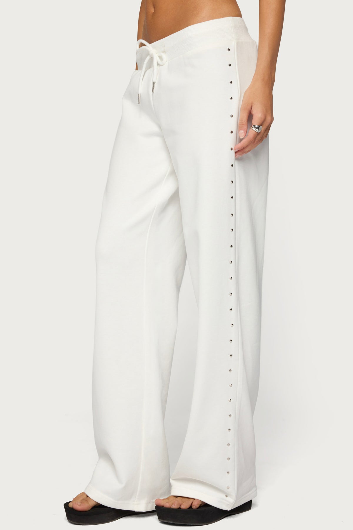 Enid Studded Sweatpants - WHITE