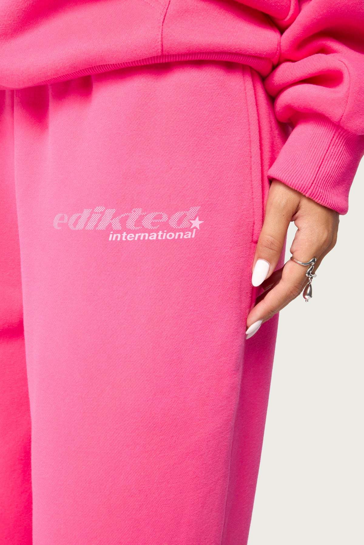 Edikted International Wide Leg Sweatpants - PINK