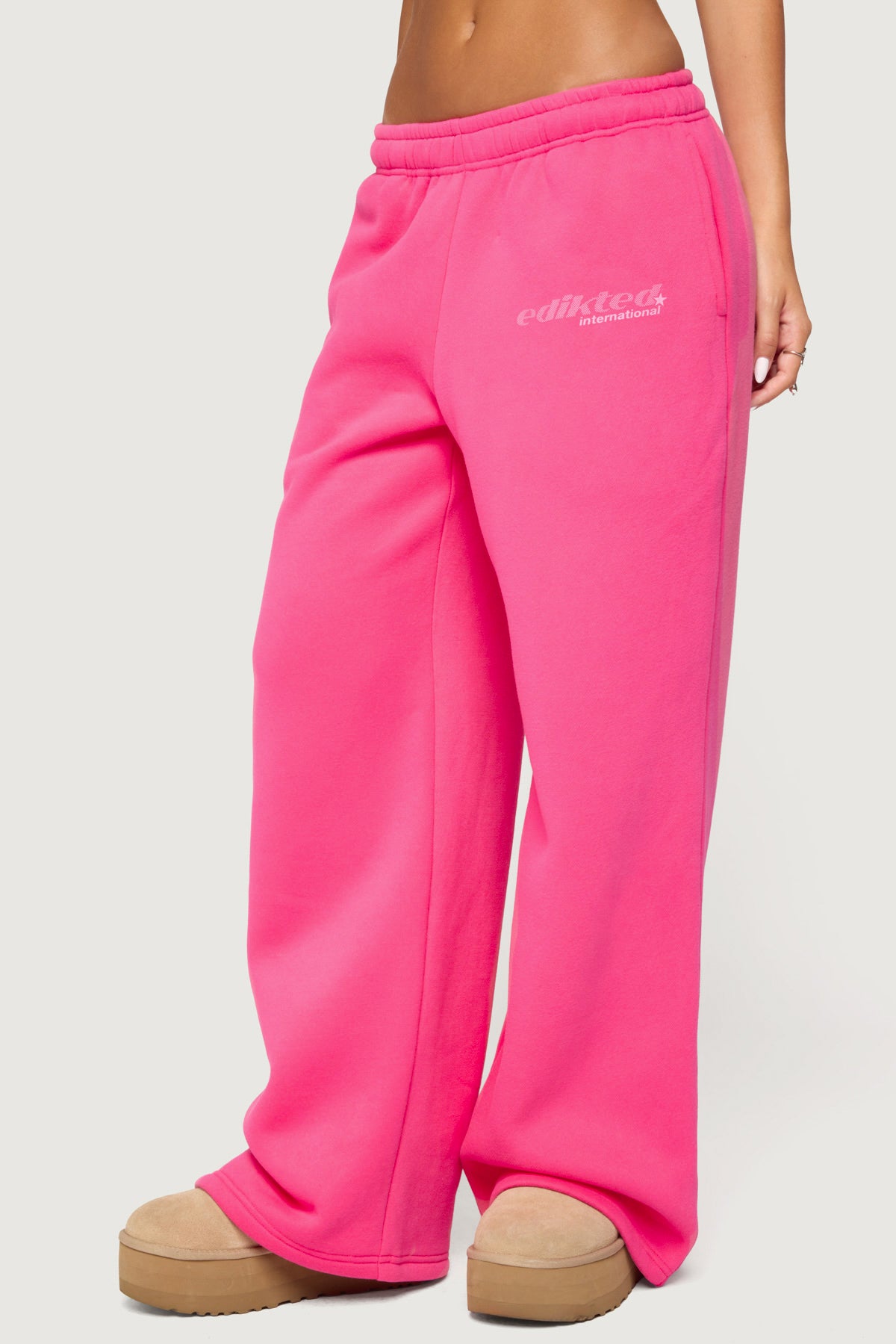 Edikted International Wide Leg Sweatpants - PINK