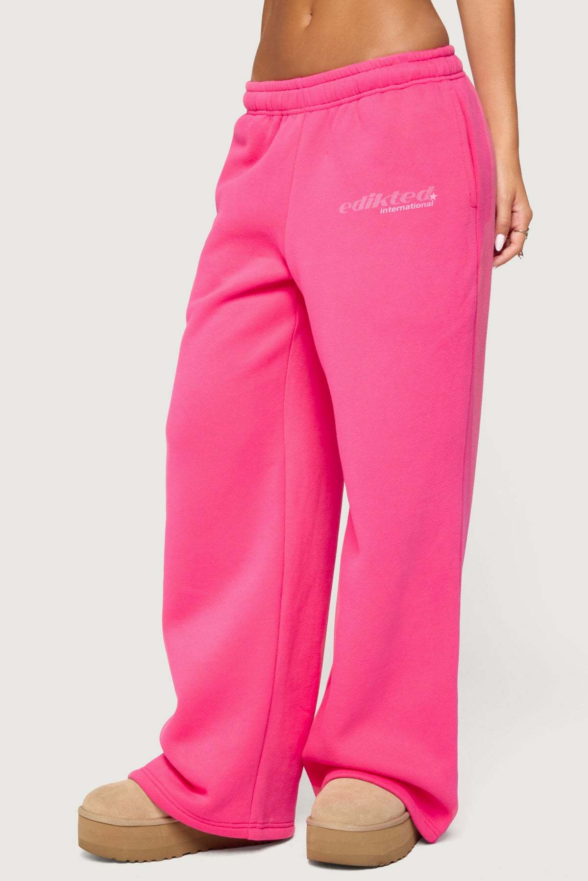 Edikted International Wide Leg Sweatpants - PINK