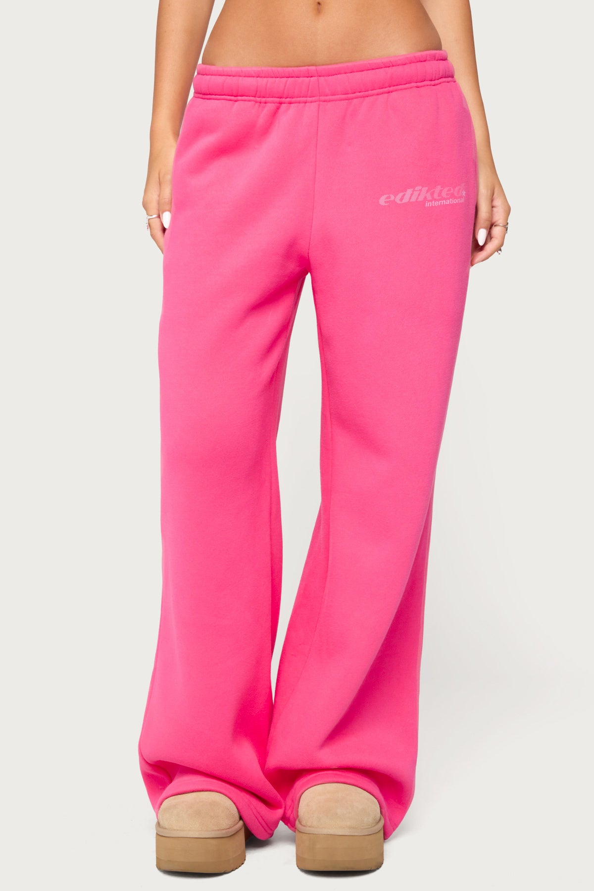 Edikted International Wide Leg Sweatpants - PINK