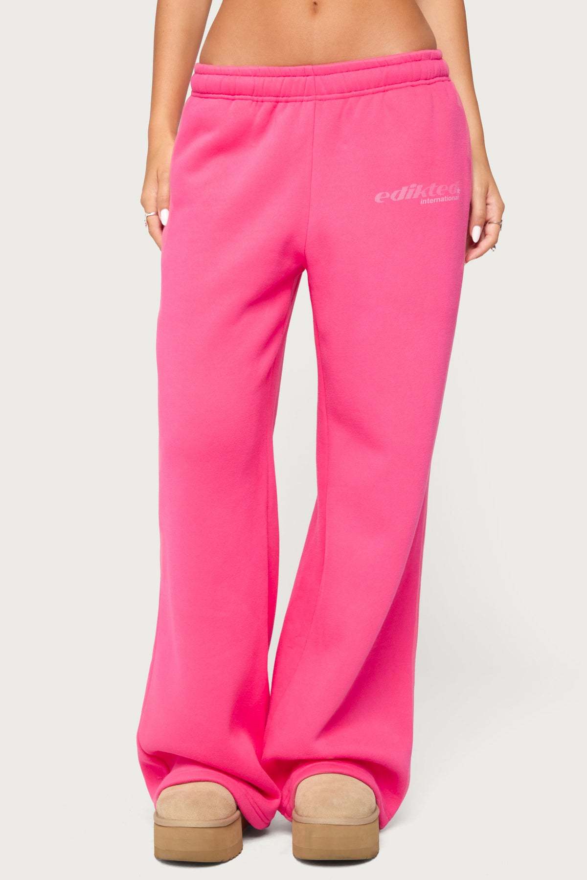 Edikted International Wide Leg Sweatpants - PINK
