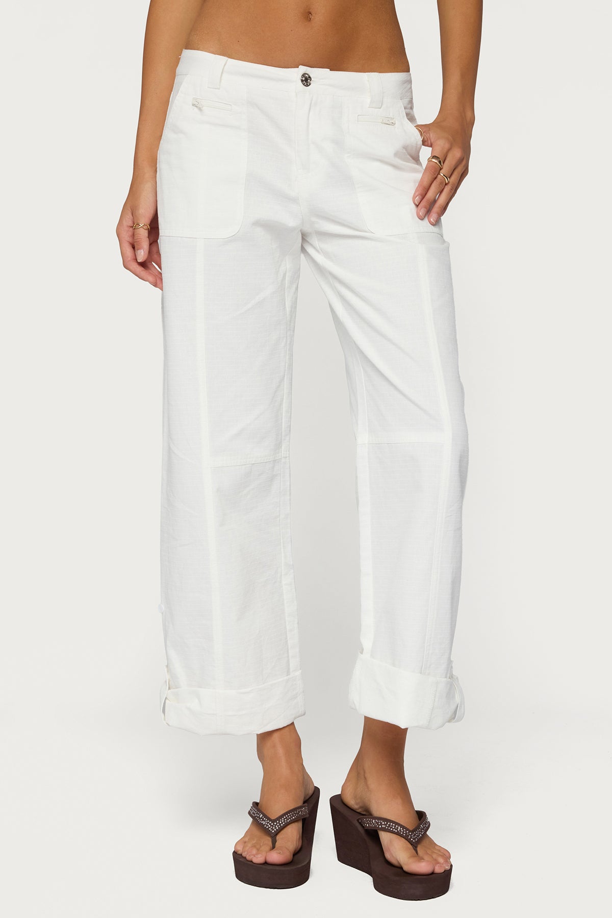 Odettia Sheer Cotton Pants - WHITE