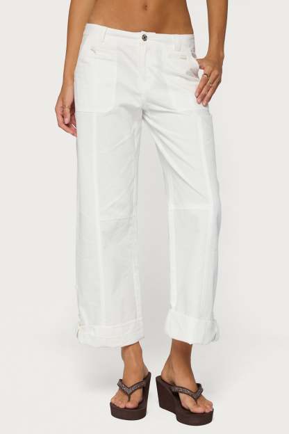 Odettia Sheer Cotton Pants - WHITE