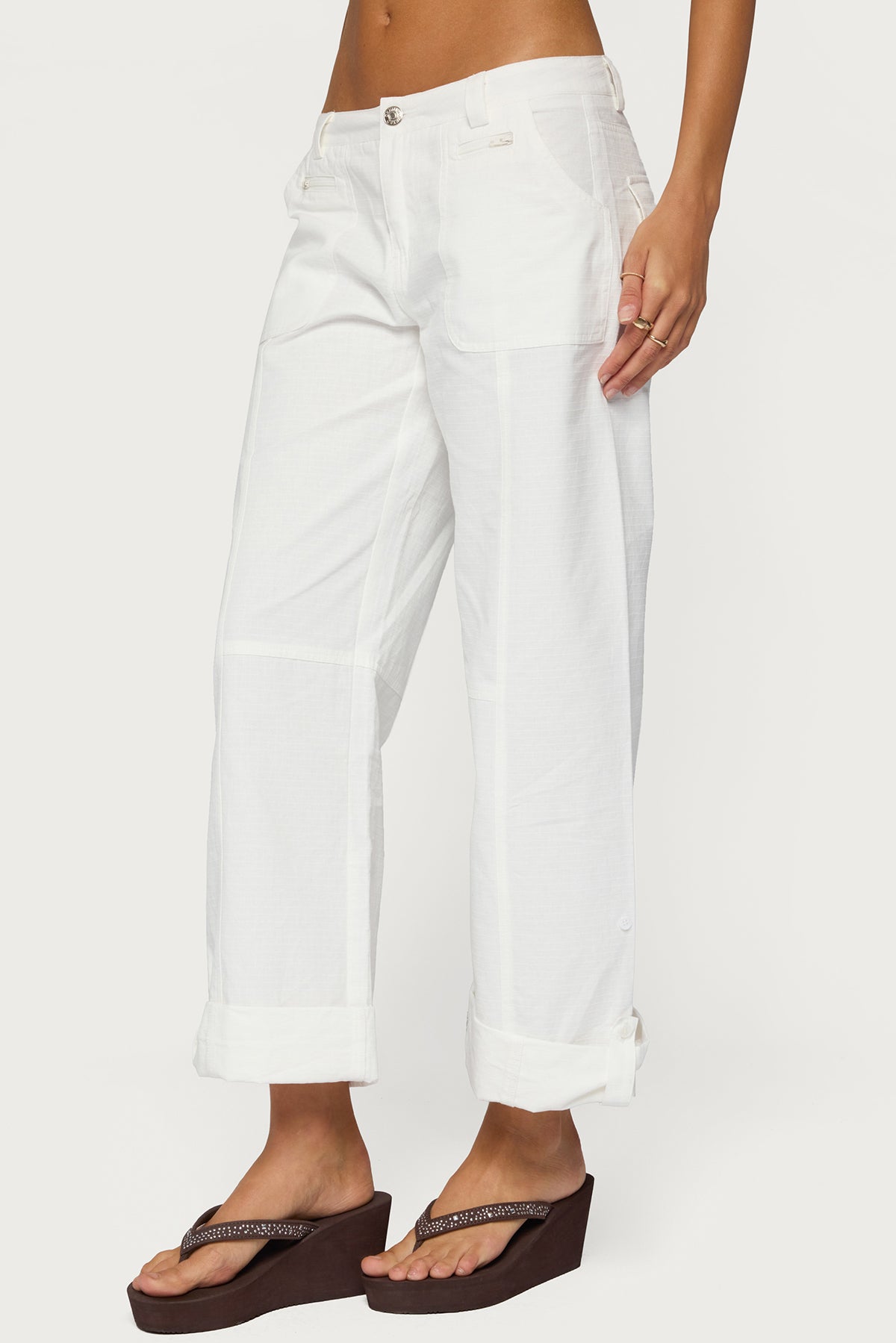 Odettia Sheer Cotton Pants - WHITE