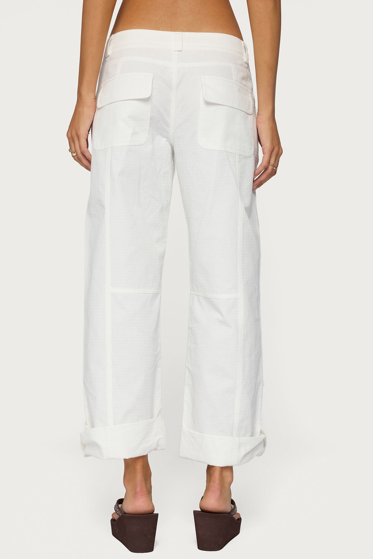 Odettia Sheer Cotton Pants - WHITE