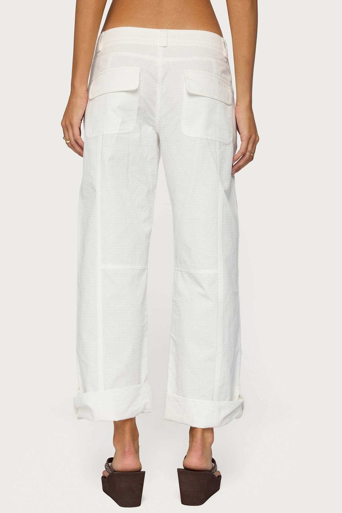 Odettia Sheer Cotton Pants - WHITE