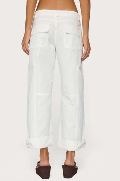 Odettia Sheer Cotton Pants - WHITE