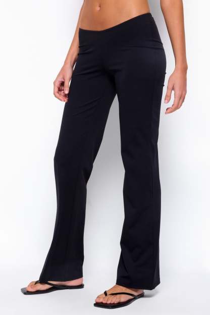 Anika Scooped Straight Leg Pants - BLACK