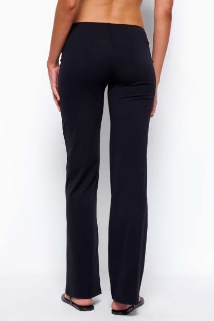 Anika Scooped Straight Leg Pants - BLACK