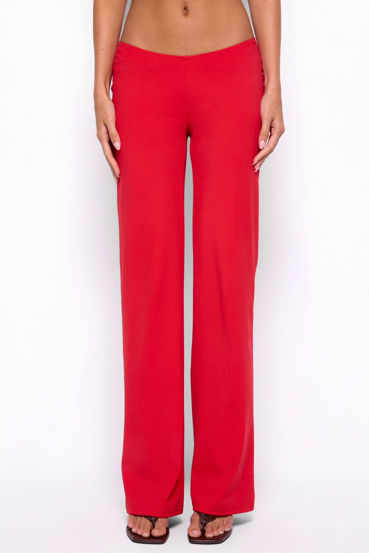 Anika Scooped Straight Leg Pants - RED