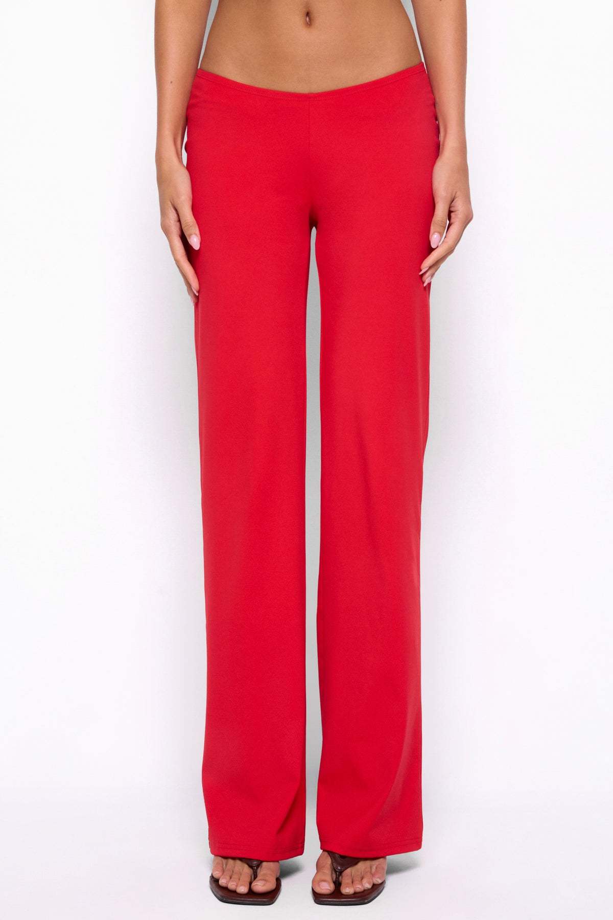 Anika Scooped Straight Leg Pants - RED