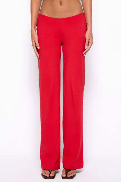 Anika Scooped Straight Leg Pants - RED