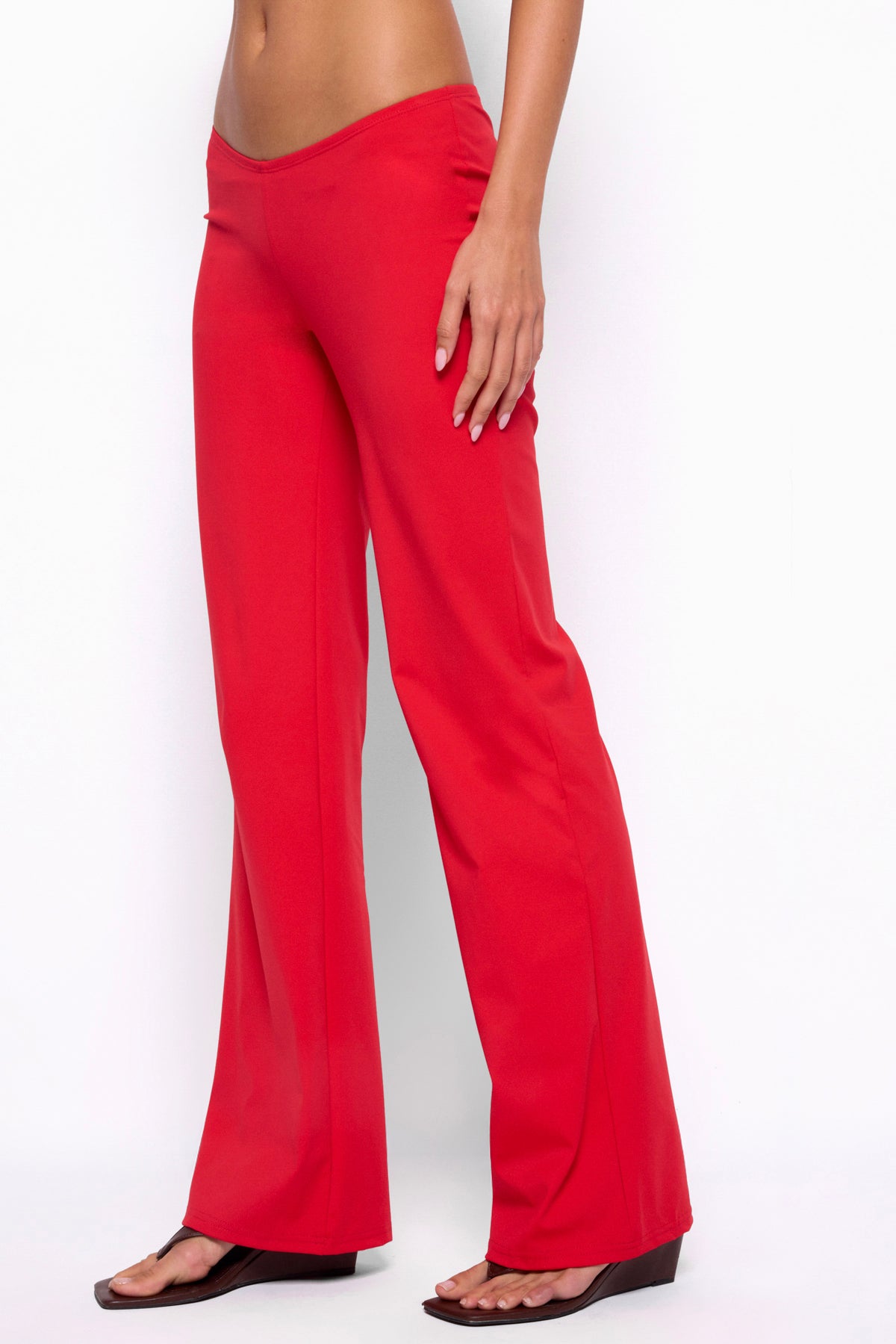 Anika Scooped Straight Leg Pants - RED