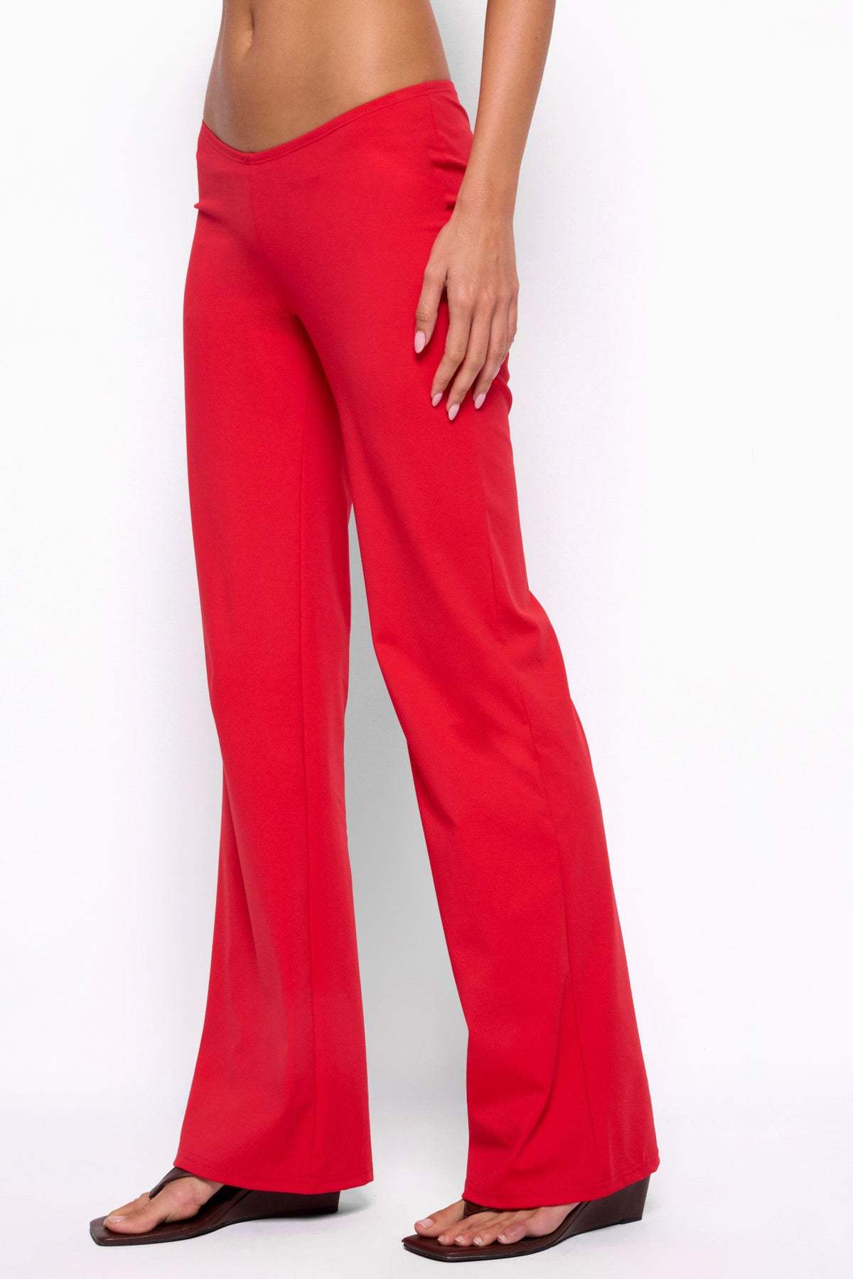 Anika Scooped Straight Leg Pants - RED