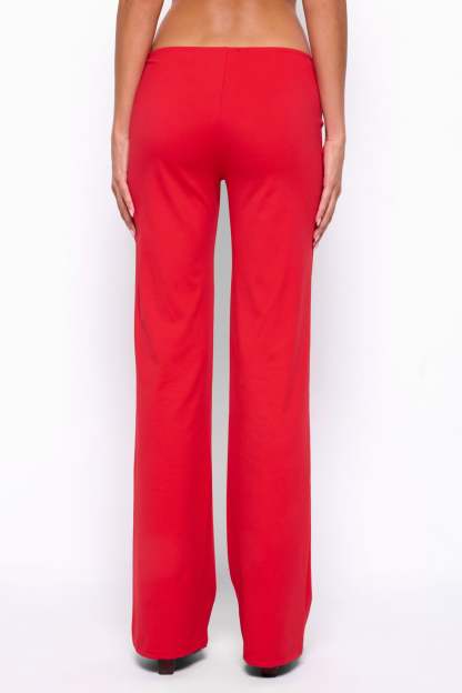 Anika Scooped Straight Leg Pants - RED