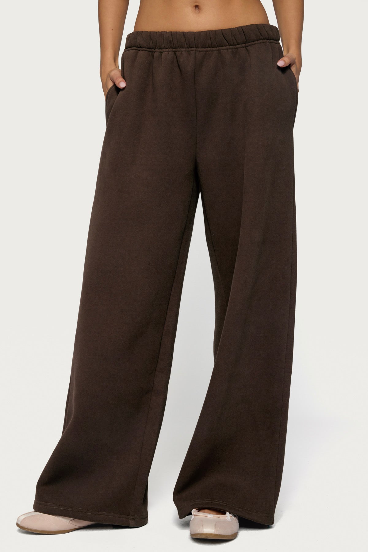 Edikted Glow Rhinestone Sweatpants - BROWN