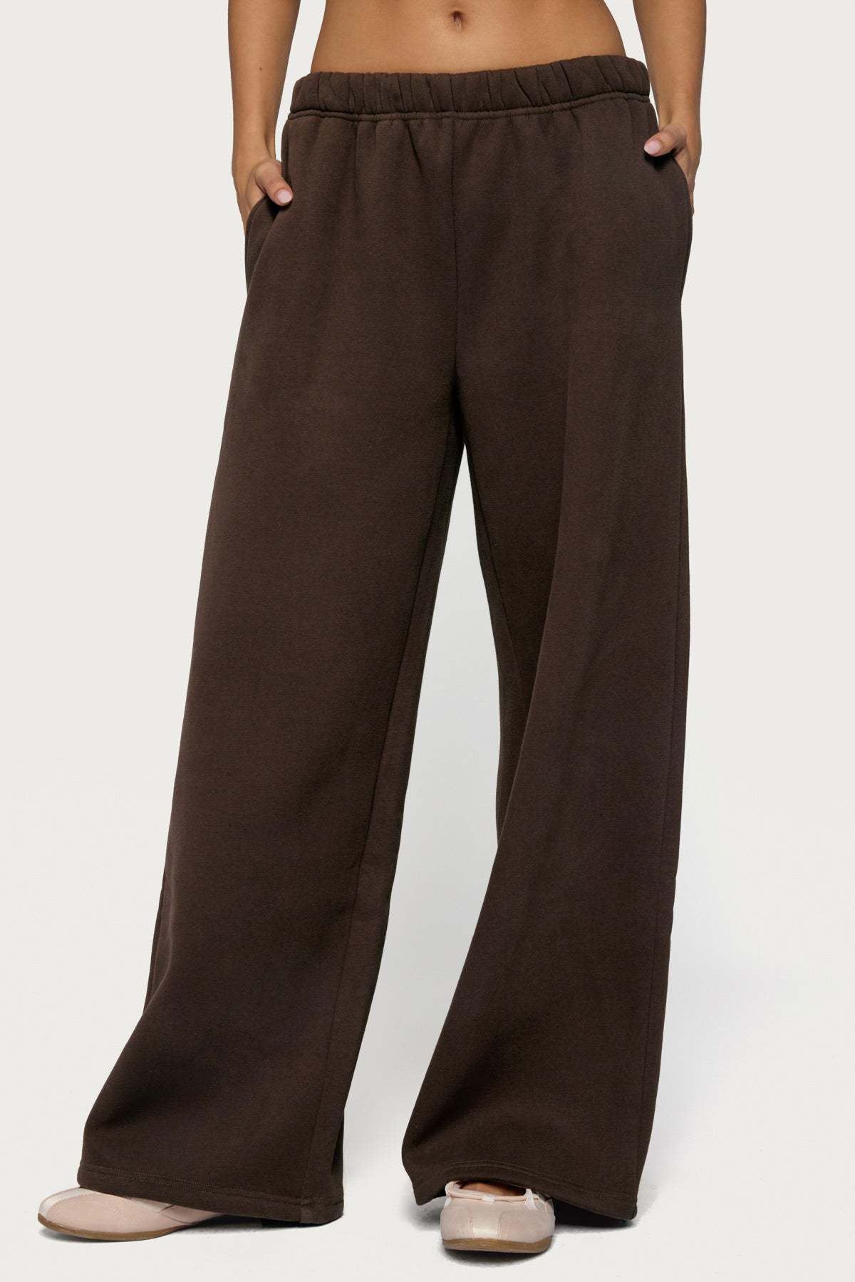 Edikted Glow Rhinestone Sweatpants - BROWN
