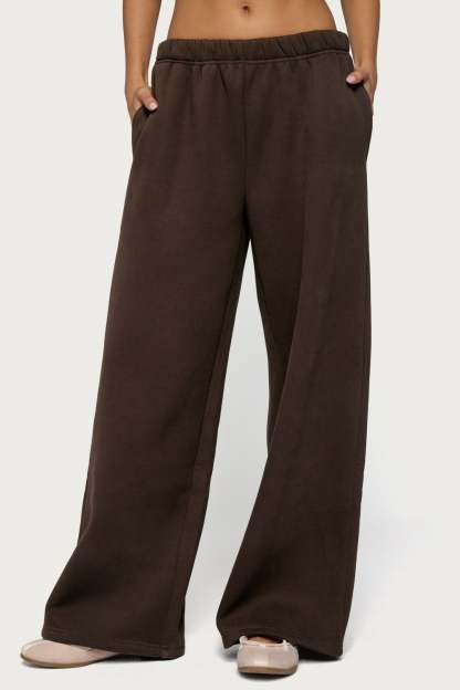 Edikted Glow Rhinestone Sweatpants - BROWN