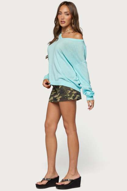 Geara Knit Long Sleeve Top - AQUA