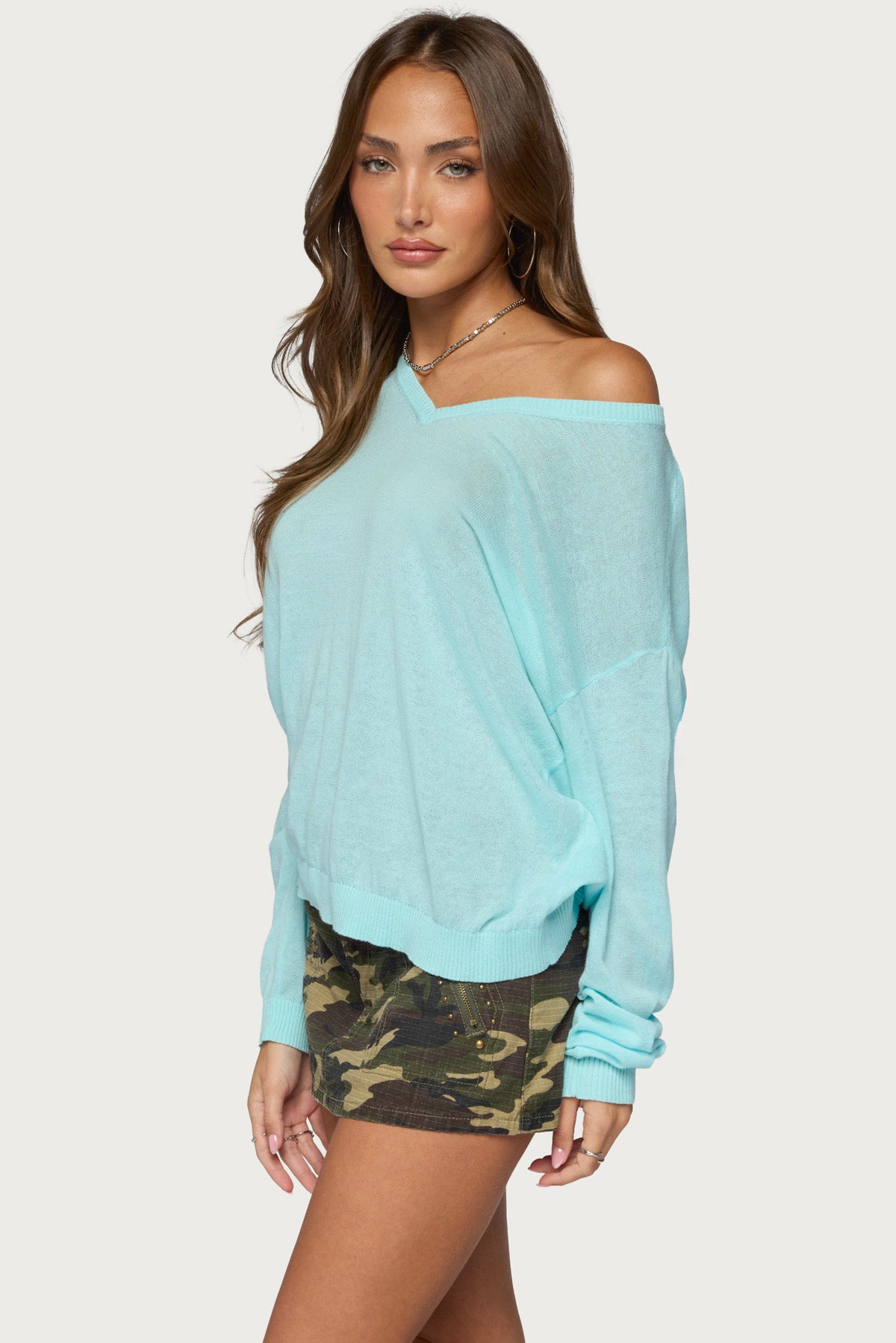 Geara Knit Long Sleeve Top - AQUA