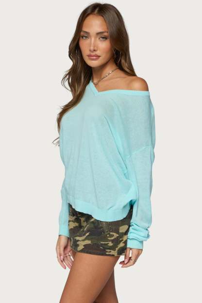 Geara Knit Long Sleeve Top - AQUA