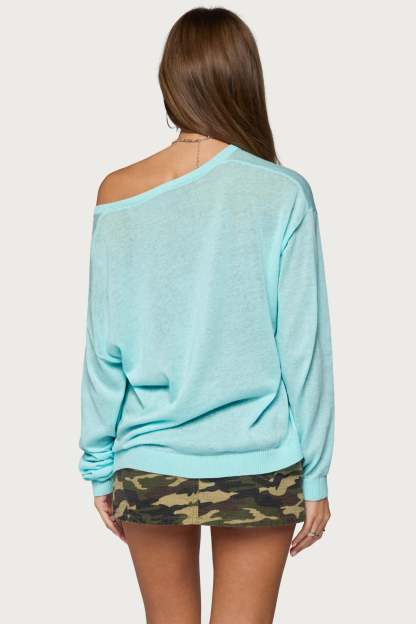Geara Knit Long Sleeve Top - AQUA