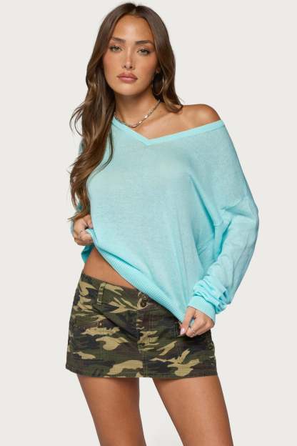 Geara Knit Long Sleeve Top - AQUA