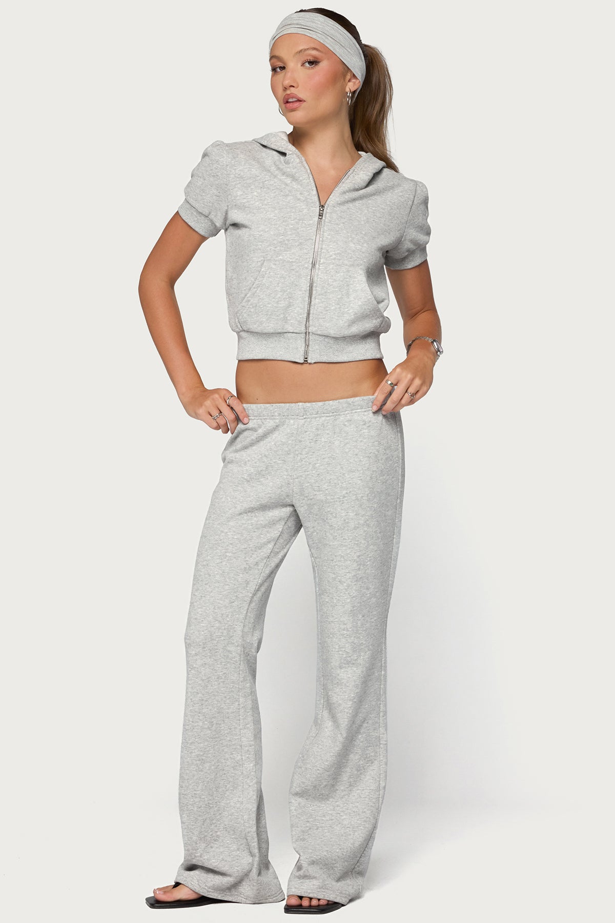 Rachel Flared Sweatpants - GRAY-MELANGE