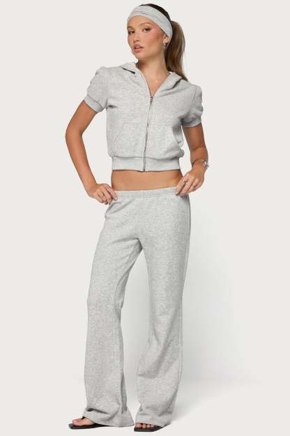 Rachel Flared Sweatpants - GRAY-MELANGE