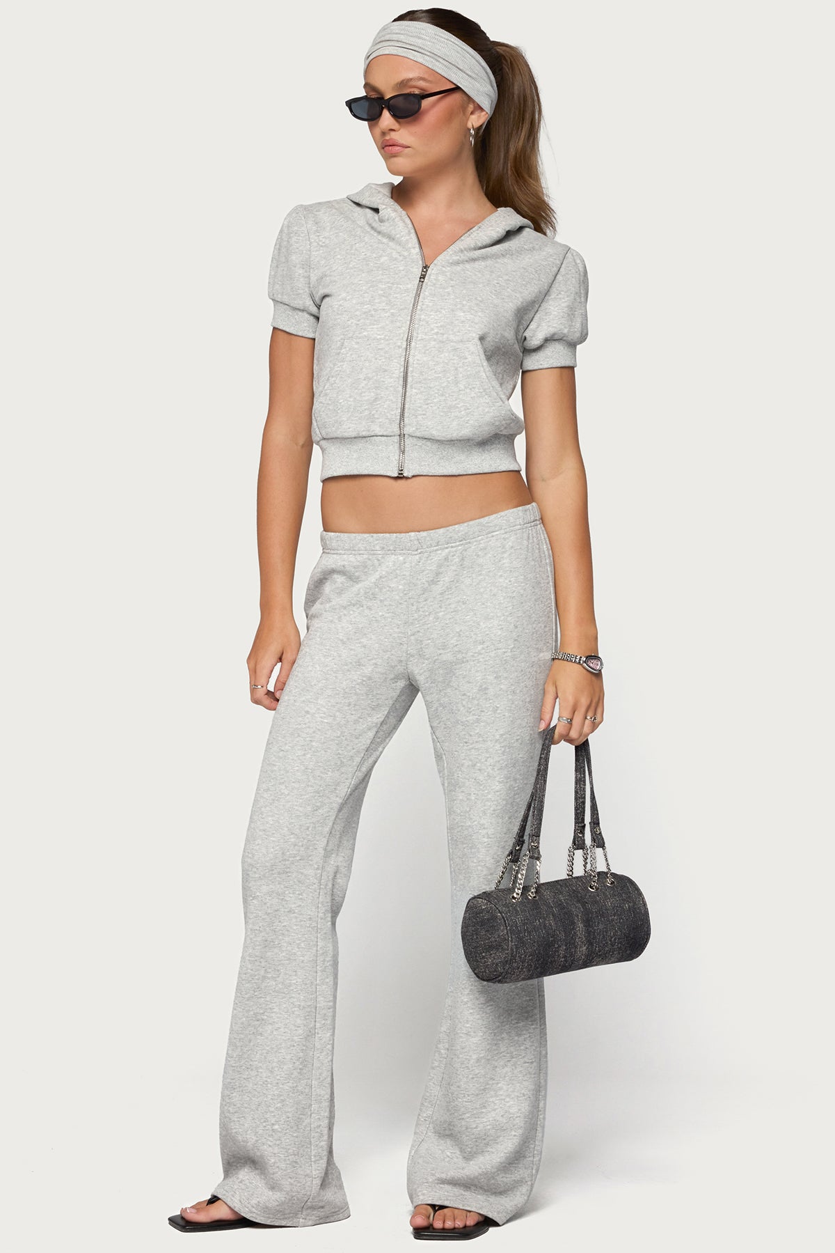 Rachel Flared Sweatpants - GRAY-MELANGE