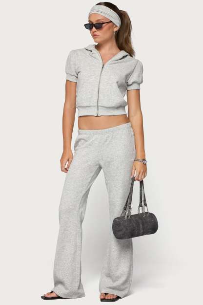 Rachel Flared Sweatpants - GRAY-MELANGE