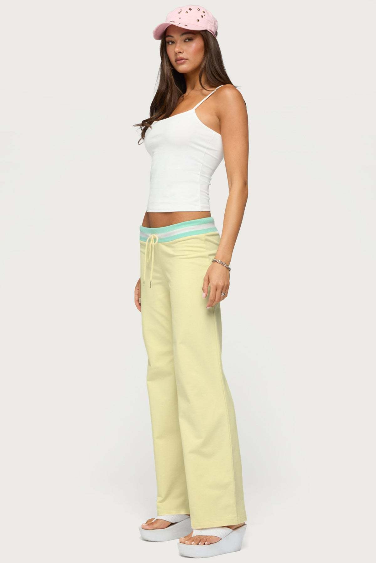 Clioh Contrast Waist Sweatpants - YELLOW