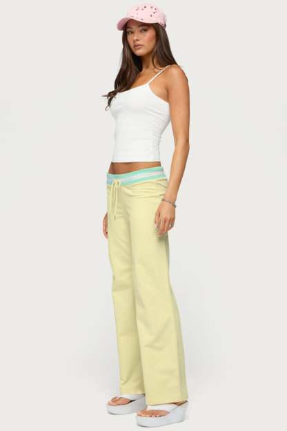 Clioh Contrast Waist Sweatpants - YELLOW