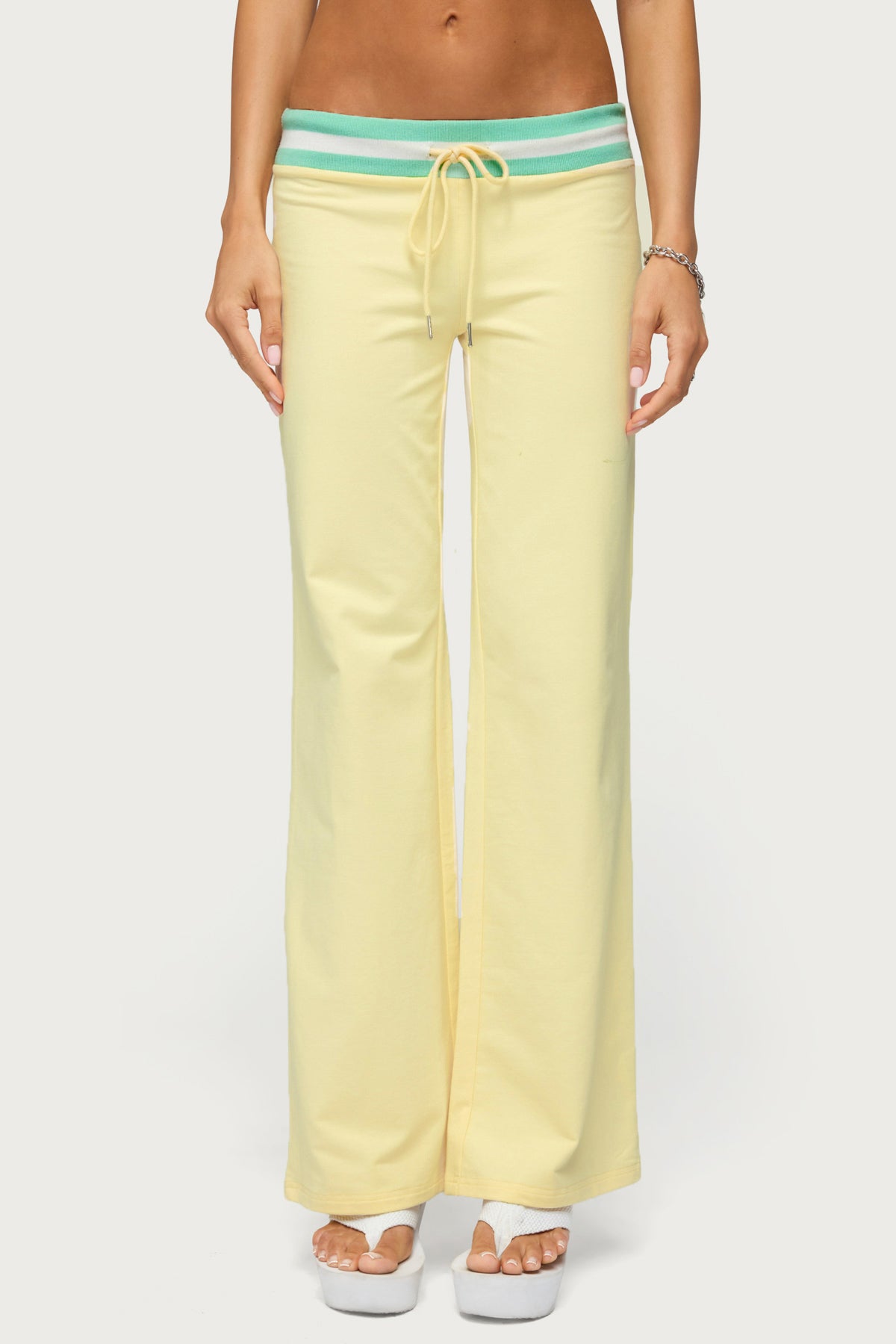 Clioh Contrast Waist Sweatpants - YELLOW