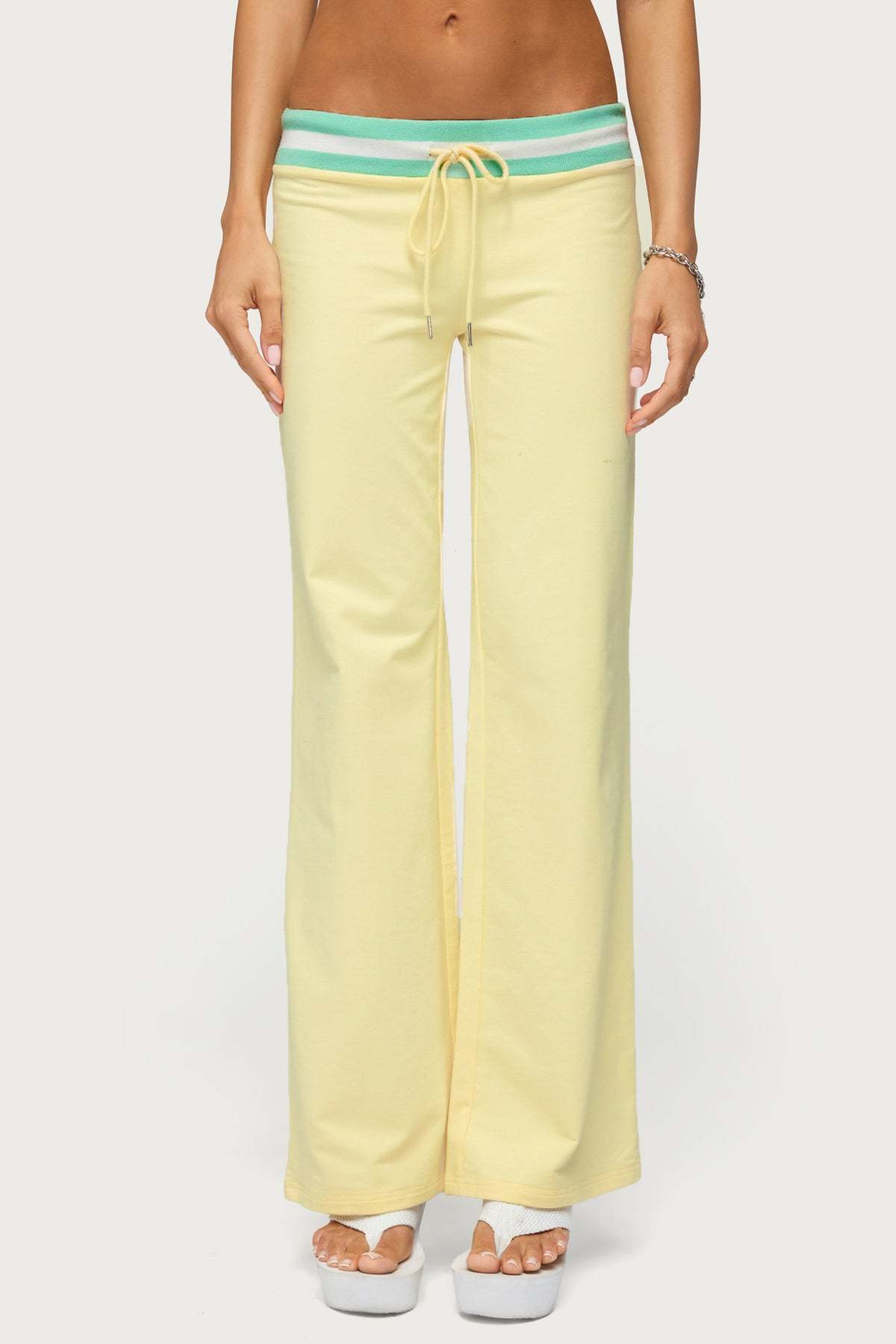 Clioh Contrast Waist Sweatpants - YELLOW