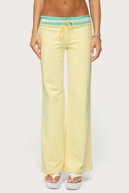 Clioh Contrast Waist Sweatpants - YELLOW