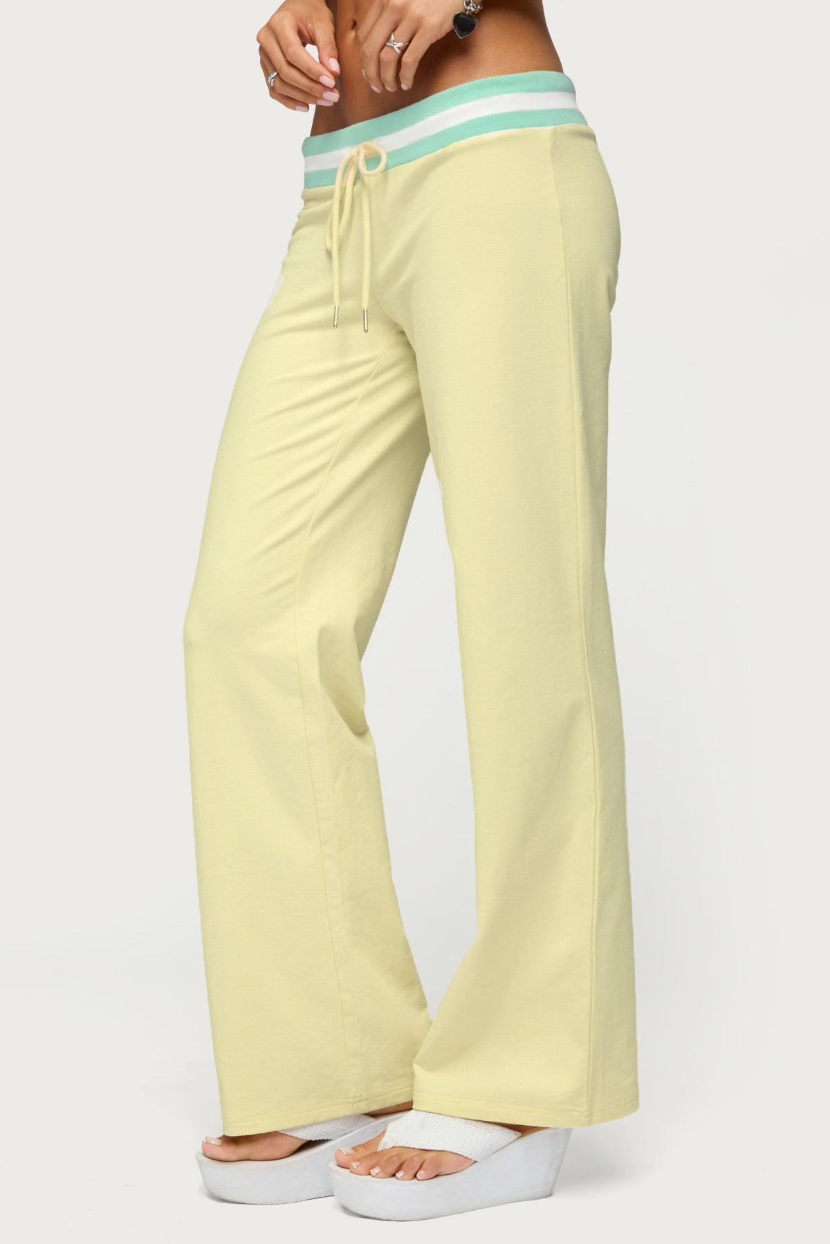 Clioh Contrast Waist Sweatpants - YELLOW