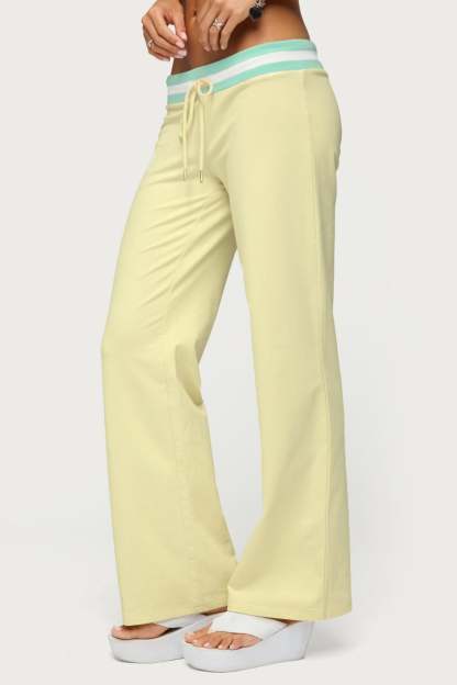 Clioh Contrast Waist Sweatpants - YELLOW