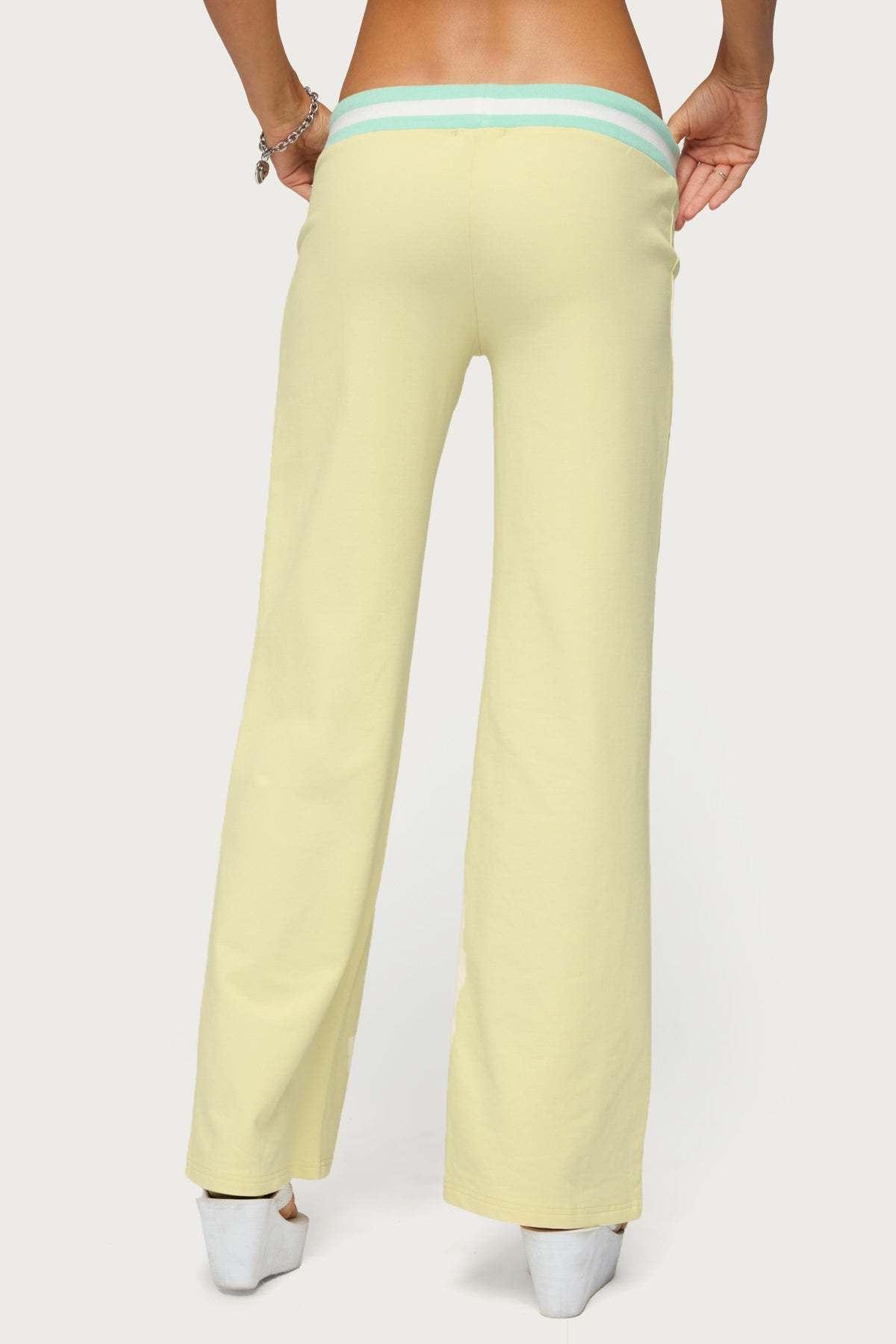 Clioh Contrast Waist Sweatpants - YELLOW